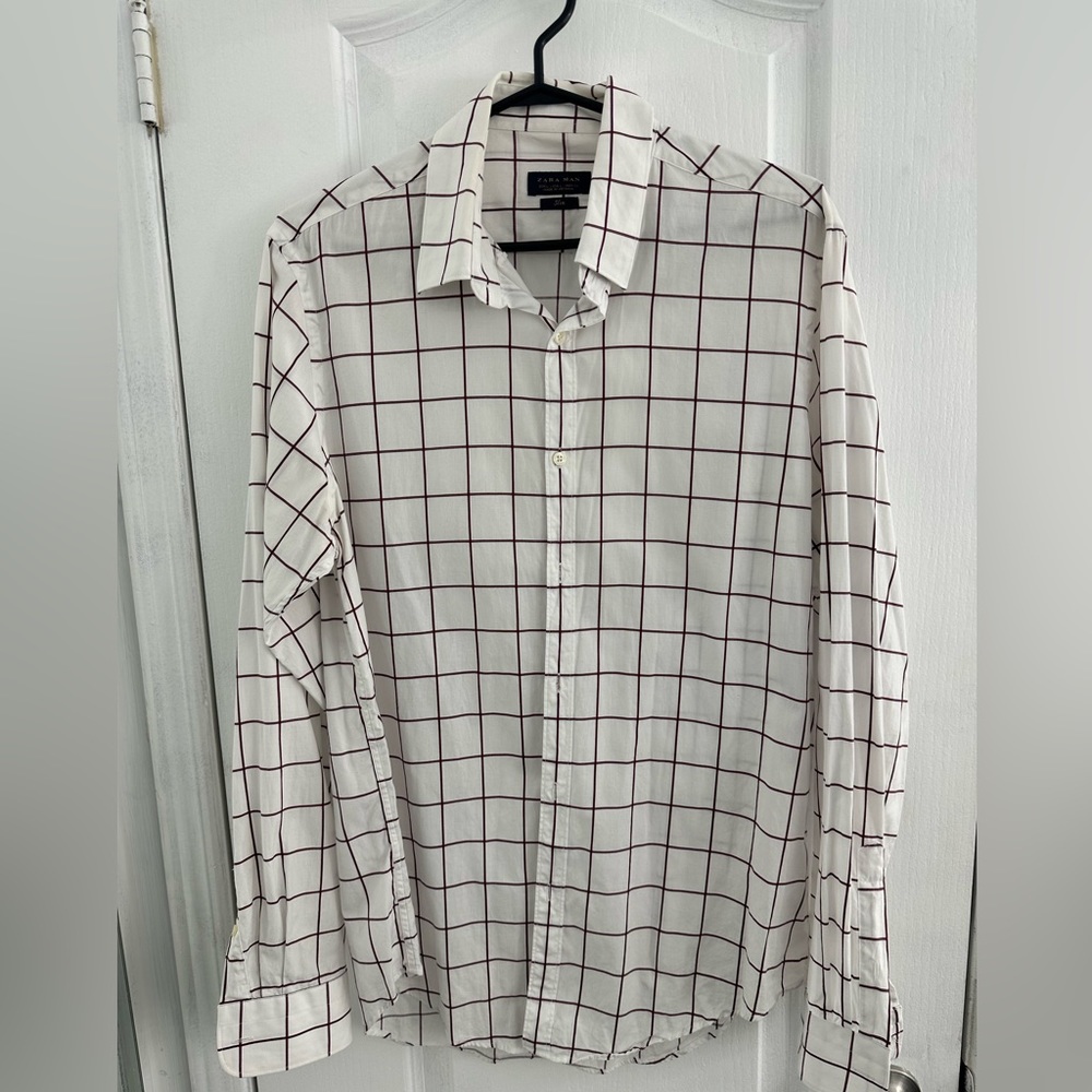 🌟 Zara Men white striped slim fit